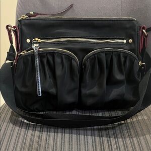 MZ Wallace Stylish Black Shoulder Bag with Front Pockets